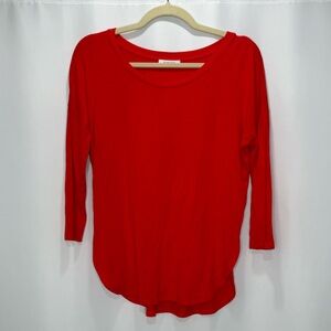 Aritzia Babaton Norris 3/4 Sleeve Shirt in Red